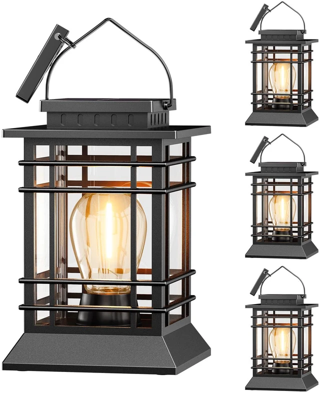 Main image of Solar Lanterns Outdoor Waterproof, Hanging Solar Lights for Outside 4 Pack Auto Dusk-to-Dawn, Bright LED Lighting, Over 12H Runtime, IP65 Waterproof for Garden Patio Yard Table Porch Fence Tree Decor