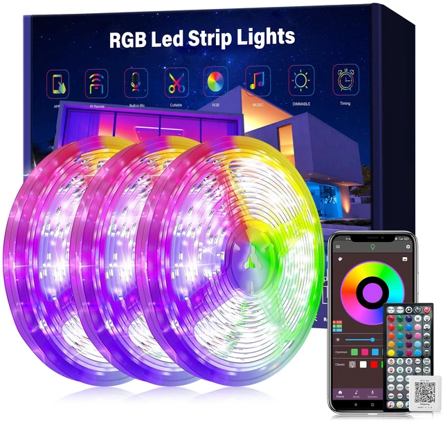 Main image of Led Lights for Bedroom 300ft (3 Rolls* 100ft) Led Lights Music Sync Color Changing Led Strip Lights with 60 Key Remote and App Control RGB Led Light Strip for Home Party Room Decoration