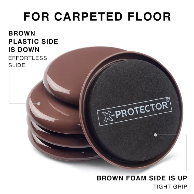 Alt view image 3 of 7 - Furniture Sliders - 4+4 Set 5, Multi-Surface, Brown Sliders for Carpet & Hard Floors - 4 Furniture Movers for Carpeted Floors and 4 Hardwood Socks - Move Furniture Easily!