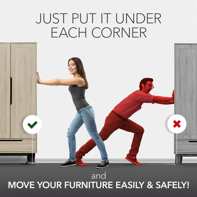 Alt view image 4 of 6 - Furniture Sliders - 8+8 Pack 2 1/2 for Carpet & Hard Floors Multi-Surface Furniture Sliders - 8 Furniture Movers for Carpeted Floors and 8 Hardwood Socks - Move Your Furniture Easily!