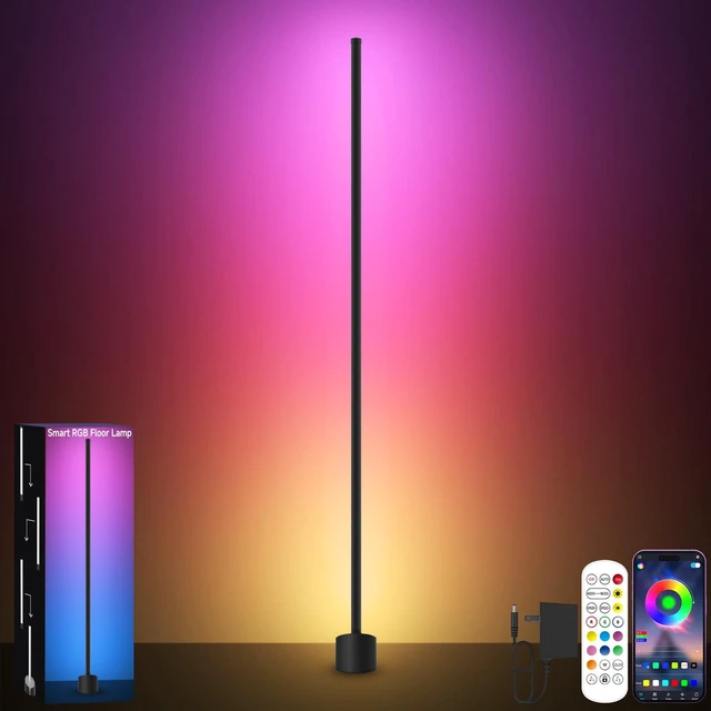 Main image of Corner Floor Lamp, RGBICW LED Corner Lamp with 16 Million DIY Colors, Music Sync, 68+ Scenes, Smart App & Remote Control, Ambience Lighting for Bedroom Living Room Gaming Room