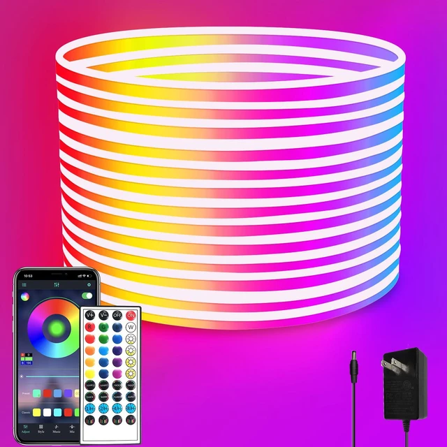 Main image of 32.8FT Led Neon Rope Lights Control with App/Remote,Flexible Led Rope Lights,Multiple Modes,IP65 Outdoor RGB Neon Lights Waterproof,Music Sync Gaming Led Neon Strip Lights for Bedroom Décor