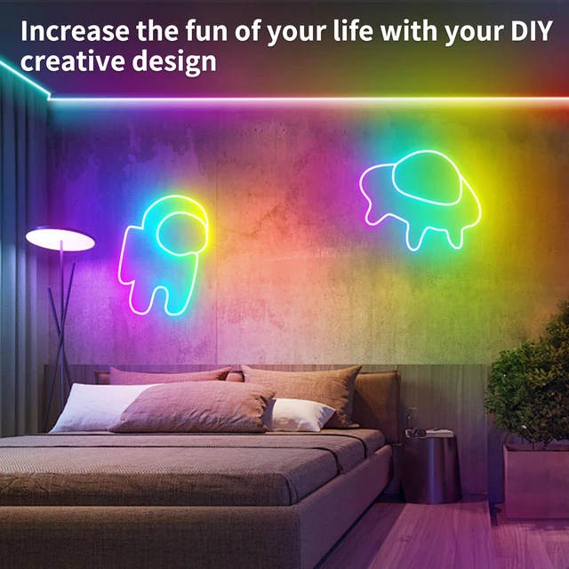 Alt view image 4 of 7 - 32.8FT Led Neon Rope Lights Control with App/Remote,Flexible Led Rope Lights,Multiple Modes,IP65 Outdoor RGB Neon Lights Waterproof,Music Sync Gaming Led Neon Strip Lights for Bedroom Décor