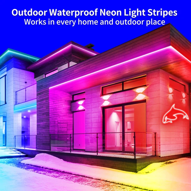 Alt view image 5 of 7 - 32.8FT Led Neon Rope Lights Control with App/Remote,Flexible Led Rope Lights,Multiple Modes,IP65 Outdoor RGB Neon Lights Waterproof,Music Sync Gaming Led Neon Strip Lights for Bedroom Décor
