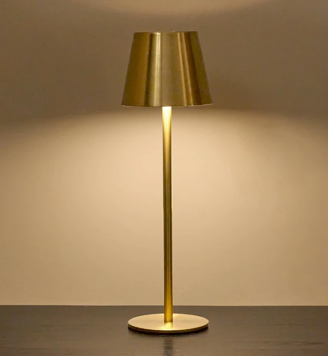 Main image of Cordless Table Lamp, Portable Battery Operated Lamp with 3 Color Temps and Stepless Dimming, Rechargeable Table Lamp for Dinner, Desk, Cafe, Outdoor (Brushed Gold)