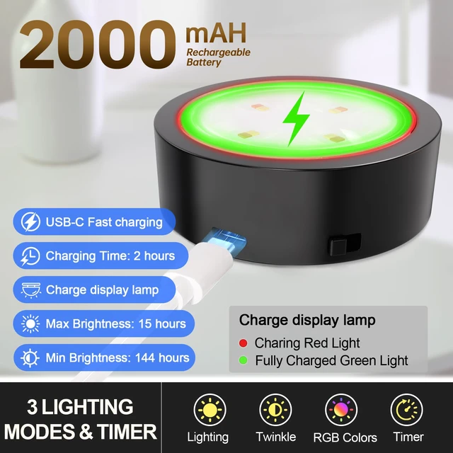 Alt view image 2 of 7 - 3 Pack Picture Lights for Wall, 13 RGB Color Rechargeable Battery Operated wall lights, Picture Frame lights with 3 Lighting Modes, Wireless Magnetic Painting Light with Remote Control Timer, (Black)