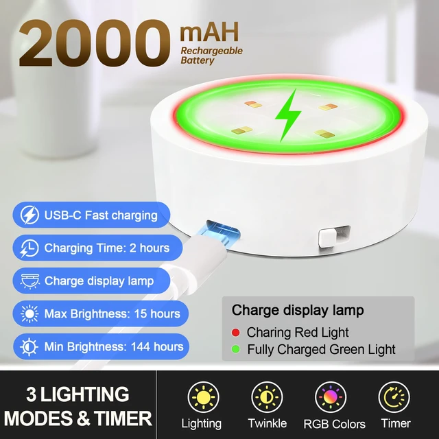 Alt view image 2 of 7 - 3 Pack Picture Lights for Wall, 13 RGB Color Rechargeable Battery Operated wall lights, Picture Frame lights with 3 Lighting Modes, Wireless Magnetic Painting Light with Remote Control Timer, (White)