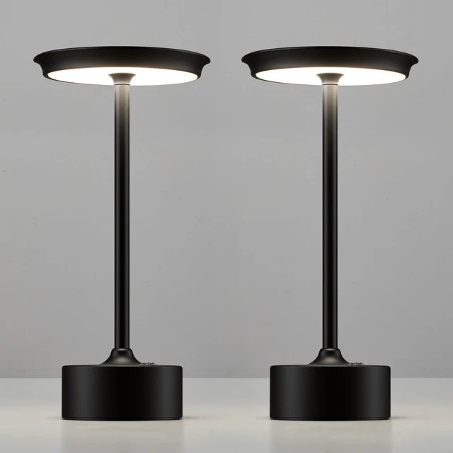 Main image of Rechargeable Table Lamps Set of 2, Black Cordless Portable Desk Lamp 4000mAh Battery, Stepless Dimming & 3 Color 2700K-6000K, LED Lamp for Bedroom, Living Room, Restaurant, Outdoor, Night Light