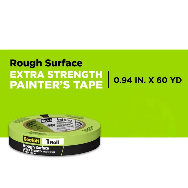 Alt view image 2 of 7 - Rough Surface Painter's Tape 2060-24AR-BK, 0.94 in x 60.1 yd (24mm x 55m), Green, 3 Rolls, Clean Removal, No Residue, Textured & Hard-to-Stick Surfaces