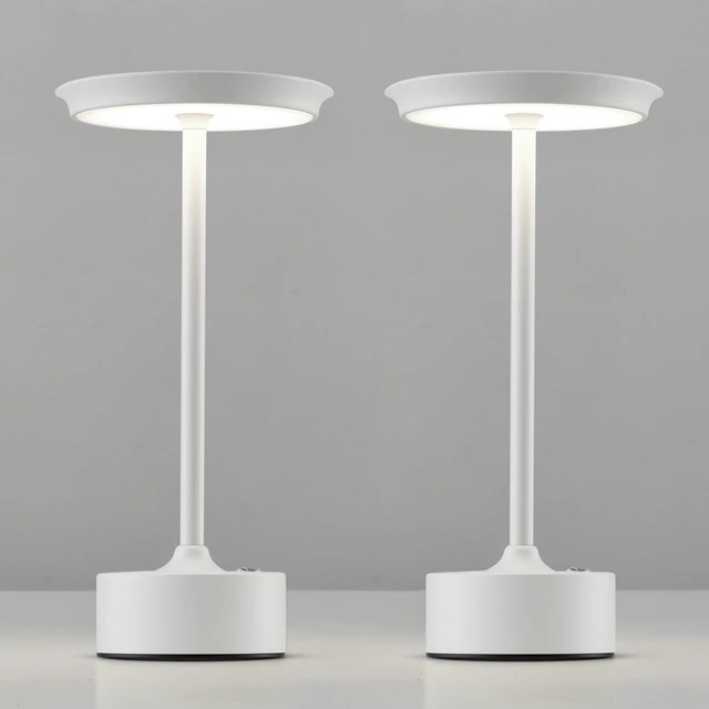 Main image of Rechargeable Table Lamps Set of 2, White Cordless Portable Desk Lamp 4000mAh Battery, Stepless Dimming & 3 Color 2700K-6000K, LED Lamp for Bedroom, Living Room, Restaurant, Outdoor, Night Light
