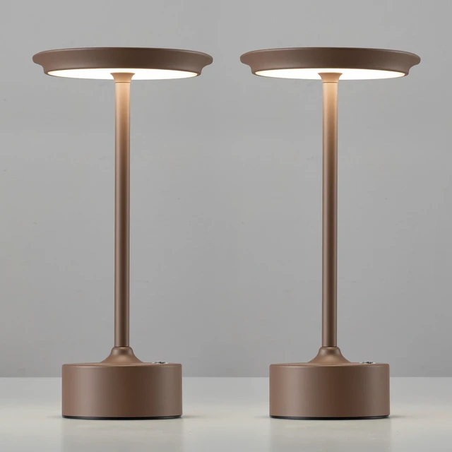 Main image of Rechargeable Table Lamps Set of 2, Brown Cordless Portable Desk Lamp 4000mAh Battery, Stepless Dimming & 3 Color 2700K-6000K, LED Lamp for Bedroom, Living Room, Restaurant, Outdoor, Night Light