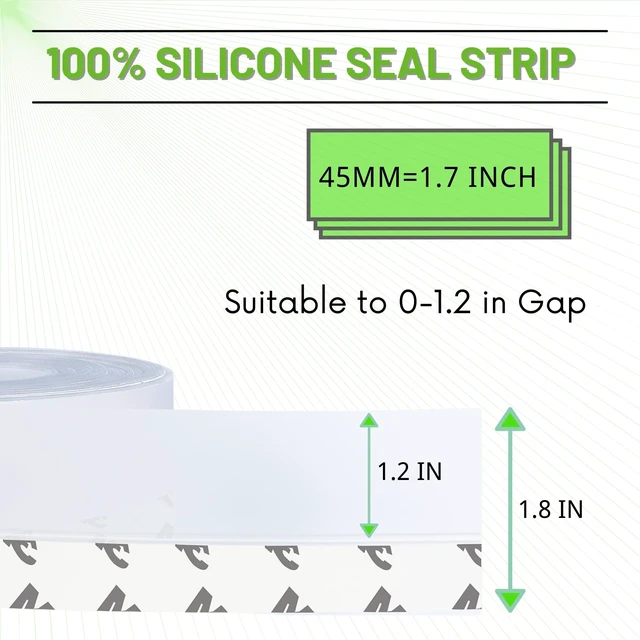 Alt view image 6 of 7 - Door Weather Stripping Door Seal Strip, 1.8 in Self Adhesive Clear Door Draft Stopper - House and Glass Shower Doors Silicone Sealing for Door and Windows Gaps of Collision and Side