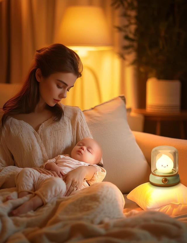 Alt view image 6 of 7 - Night Light, Cute Night Light for Kids 2 Pack (Yellow and Green) Chibi Flame Design, Battery-powered, Stepless Dimming, Room Decor, Gifts for kids