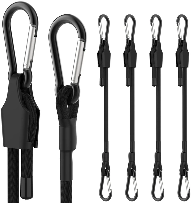 Main image of 24 Inch Adjustable Bungee Cords with Carabiner Hooks 4 Pack Heavy Duty Outdoor Super Elastic Bungee Straps Easily Adjust from 8" to 30" for Cargo, Bike, Luggage, Carts, Truck