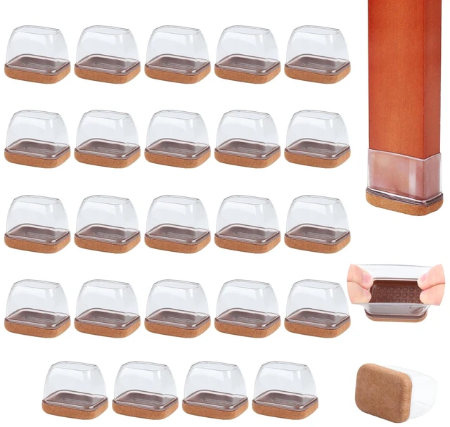 Main image of 24PCS Rectangle Chair Leg Floor Protectors with Felt, Small Silicone Chair Leg Caps for Hardwood Floors, Clear Outdoor Patio Flooring Protectors, Anti-scratch, Fit Length 1.3"-1.65", Width 0.63"-0.87"