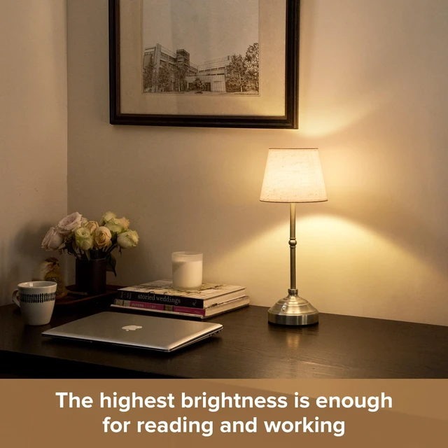Alt view image 7 of 7 - Cordless Table Lamp, Rechargeable Desk Lamp with Fabric Shade, Battery Operated Lamp 3 Color Stepless Dimming, Portable Touch Bedside Lamp Home Decor for Dining, Counter (Brushed Sliver)