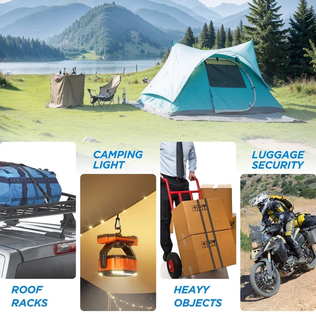 Alt view image 7 of 7 - 24 Inch Adjustable Bungee Cords with Carabiner Hooks 4 Pack Heavy Duty Outdoor Super Elastic Bungee Straps Easily Adjust from 8" to 30" for Cargo, Bike, Luggage, Carts, Truck
