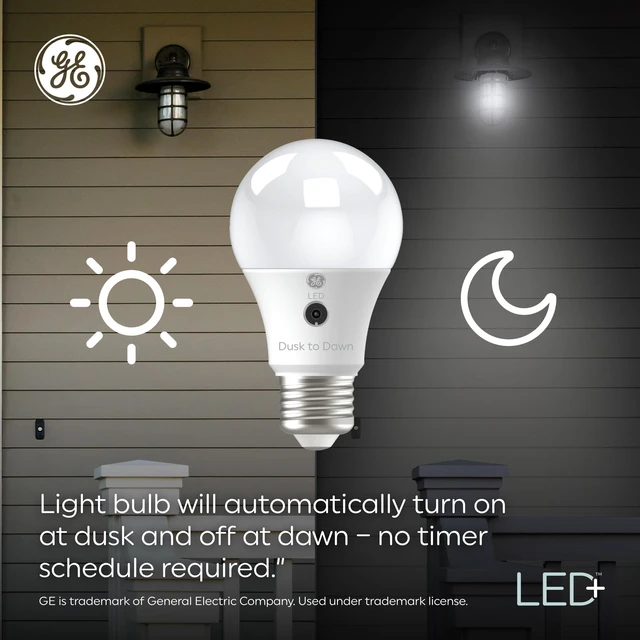 Alt view image 7 of 7 - LED+ Dusk to Dawn LED Light Bulbs, Security Lights, 60 Watt Replacement, Decorative ST19 Bulbs, Medium Base, Color Select (2 Pack)