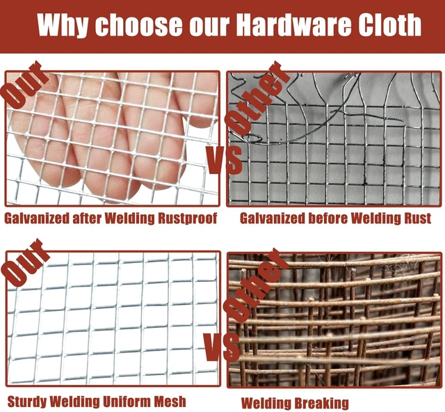 Alt view image 3 of 6 - Galvanized Hardware Cloth 24in X 20ft, 1/4 Inch 23 Gauge Galvanized After Welding Square Mesh, Wire Mesh, Chicken Wire Fence, Rabbit/Snake Fences - Metal cage for Protecting Vegetables, Garden & Home