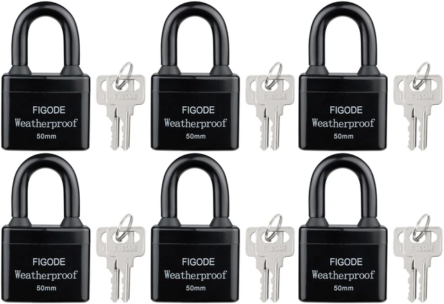 Main image of ® Outdoor Waterproof Padlocks, Covered Heavy Duty Laminated Steel Locks, Large Sturdy Locks, 2.2 in. Wide, 6 Locks Same Key, Standard Shackle