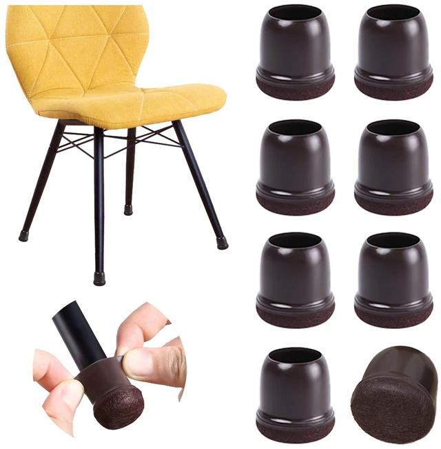 Main image of 24PCS Small Chair Leg Floor Protectors for Hardwood Floors, Fit 0.55"-0.75" Upgraded Rubber Chair Leg Caps with Full Wrap Felt, Dark Brown Furniture Leg Covers, Anti-Scratch Reduce Noise (20-26mm)