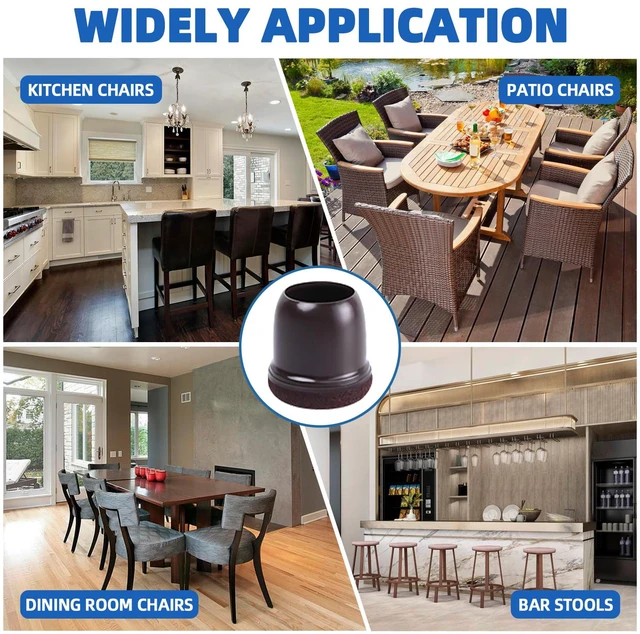 Alt view image 7 of 7 - 24PCS Small Chair Leg Floor Protectors for Hardwood Floors, Fit 0.55"-0.75" Upgraded Rubber Chair Leg Caps with Full Wrap Felt, Dark Brown Furniture Leg Covers, Anti-Scratch Reduce Noise (20-26mm)