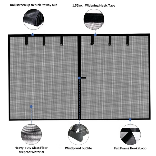 Alt view image 5 of 7 - Magnetic Garage Screen Door for 2 Car Garage Doors 16x7FT- Reinforced Self Sealing Fiberglass Mesh Door with 6 Strapping Tapes, High Energy Magnets, Hands Free Door Screen with Closure Weighted Bottom
