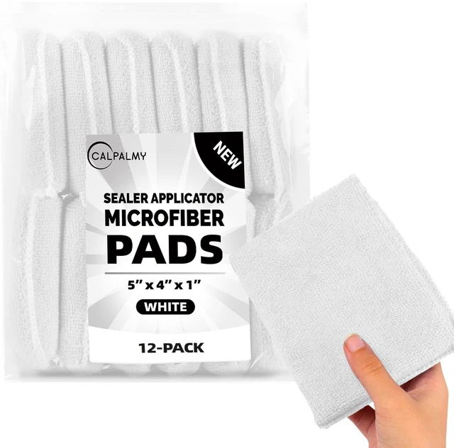 Main image of (12-Pack) Professional Microfiber Sealer Applicator Pad The Perfect Tool to Apply Sealer to All Natural Stone and Tile Like Marble, Granite, Concrete & Slate (White)