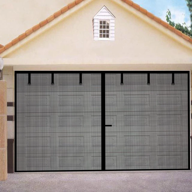 Alt view image 7 of 7 - Magnetic Garage Screen Door for 2 Car Garage Doors 16x7FT- Reinforced Self Sealing Fiberglass Mesh Door with 6 Strapping Tapes, High Energy Magnets, Hands Free Door Screen with Closure Weighted Bottom