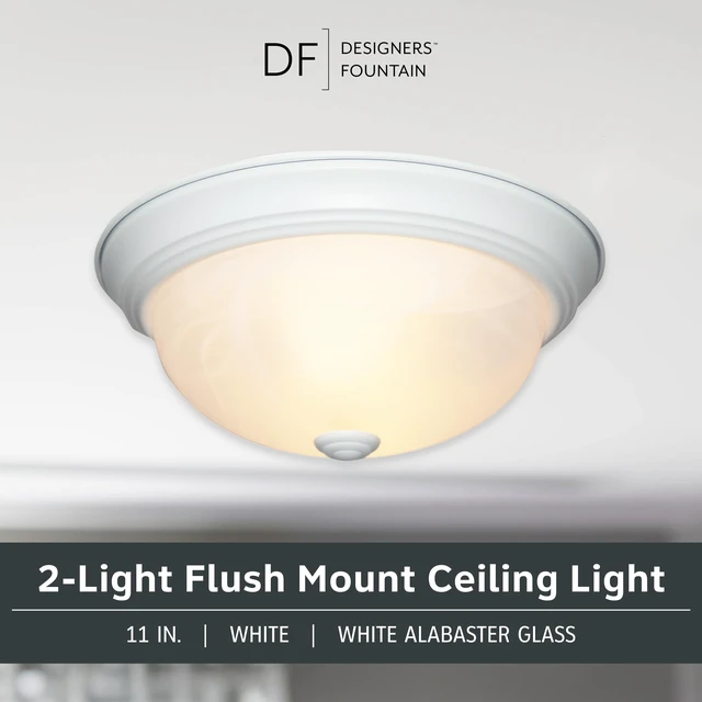 Alt view image 2 of 6 - 11 in 2-Light Flush Mount Ceiling Light, White, 1257S-WH-AL Flush Mount Ceiling Light Fixtures