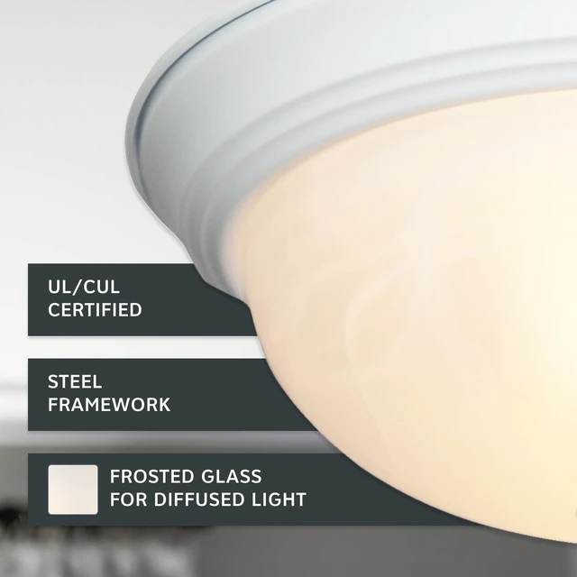 Alt view image 3 of 6 - 11 in 2-Light Flush Mount Ceiling Light, White, 1257S-WH-AL Flush Mount Ceiling Light Fixtures