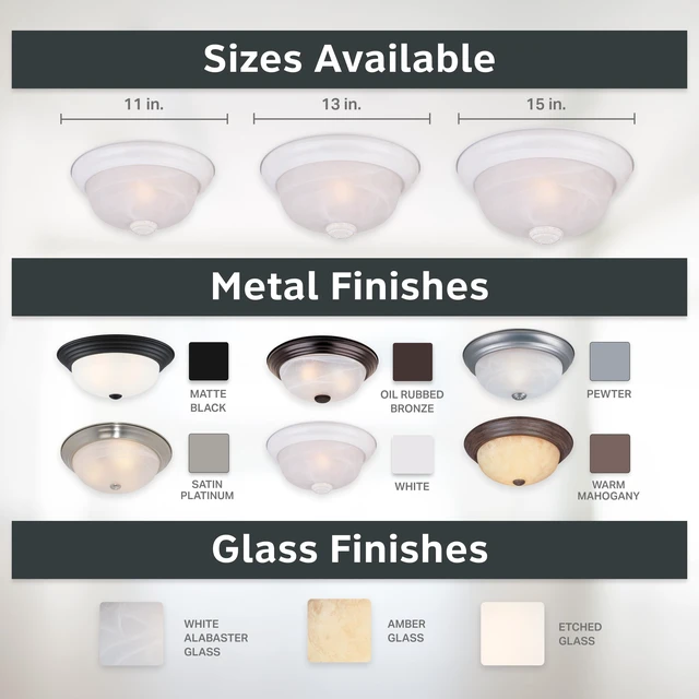 Alt view image 6 of 6 - 11 in 2-Light Flush Mount Ceiling Light, White, 1257S-WH-AL Flush Mount Ceiling Light Fixtures