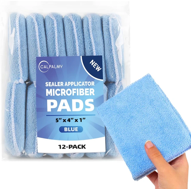 Main image of (12-Pack) Professional Microfiber Sealer Applicator Pad The Perfect Tool to Apply Sealer to All Natural Stone and Tile Like Marble, Granite, Concrete & Slate (Blue)