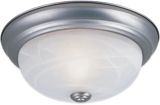 Main image of Reedley 2-Lights Flush Mount Ceiling Light, 11 Inch Lighting Fixture for Kitchen, Bedroom, Bathroom, and Hallway, White Alabaster Glass, Pewter, 1257S-PW-AL
