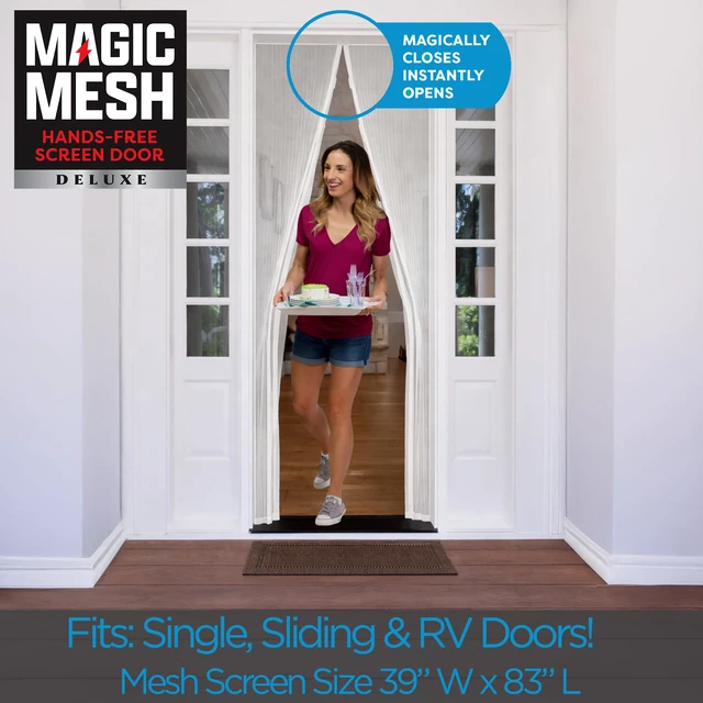 Alt view image 6 of 7 - Deluxe, White | Magnetic Screen Door, Heavy Duty, Magnetic Closure, Door Net, Patio Screen, Sliding Door Screen, Bug Screen for Doorways, Kid & Pet Friendly | Size 39" x 83" (Pack of 1)