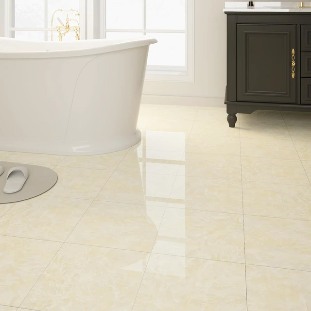 Alt view image 4 of 7 - 40-Pack 40 Sq.Ft Peel and Stick Floor Tiles Vinyl Polish Pattern Flooring, 12 x 12 Self Adhesive Vinyl Flooring DIY for Kitchen, Bathroom, Laundry, Polish Cream Marble