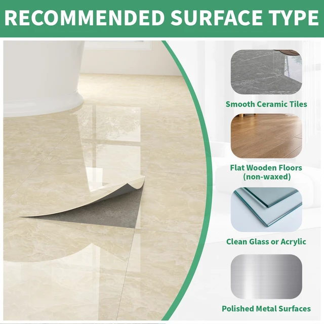 Alt view image 7 of 7 - 40-Pack 40 Sq.Ft Peel and Stick Floor Tiles Vinyl Polish Pattern Flooring, 12 x 12 Self Adhesive Vinyl Flooring DIY for Kitchen, Bathroom, Laundry, Polish Cream Marble