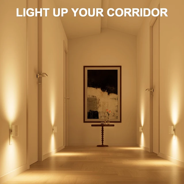 Alt view image 6 of 6 - Night Lights Plug into Wall, Dimmable with 3 Color Modes & Auto On/Off Sensor, Ultra-Slim Nightlight for Hallway, Bathroom, Bedroom, Nursery, Kitchen (4 Pack, White)