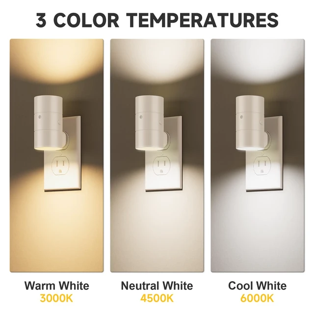 Alt view image 2 of 6 - Night Lights Plug into Wall, Dimmable with 3 Color Modes & Auto On/Off Sensor, Ultra-Slim Nightlight for Hallway, Bathroom, Bedroom, Nursery, Kitchen (4 Pack, White)