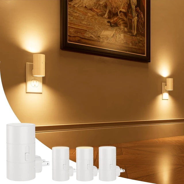 Main image of Night Lights Plug into Wall, Dimmable with 3 Color Modes & Auto On/Off Sensor, Ultra-Slim Nightlight for Hallway, Bathroom, Bedroom, Nursery, Kitchen (4 Pack, White)