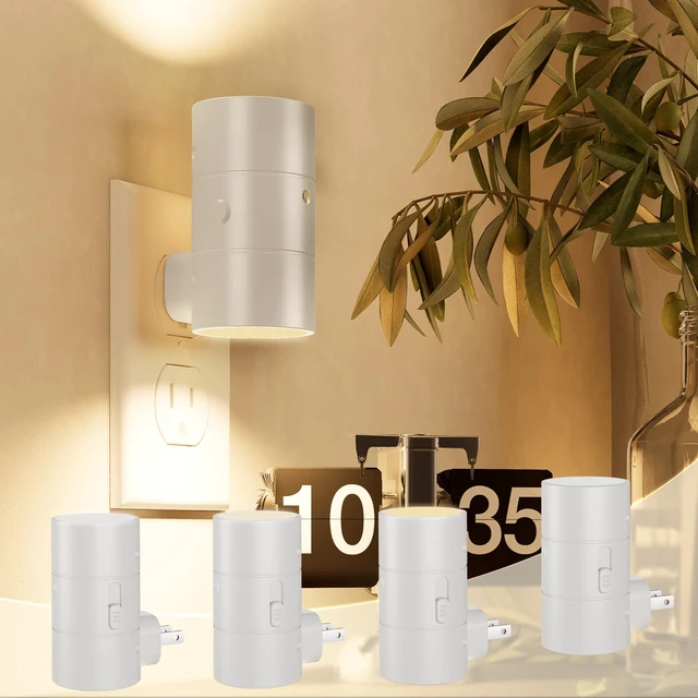 Alt view image 5 of 6 - Night Lights Plug into Wall, Dimmable with 3 Color Modes & Auto On/Off Sensor, Ultra-Slim Nightlight for Hallway, Bathroom, Bedroom, Nursery, Kitchen (4 Pack, White)