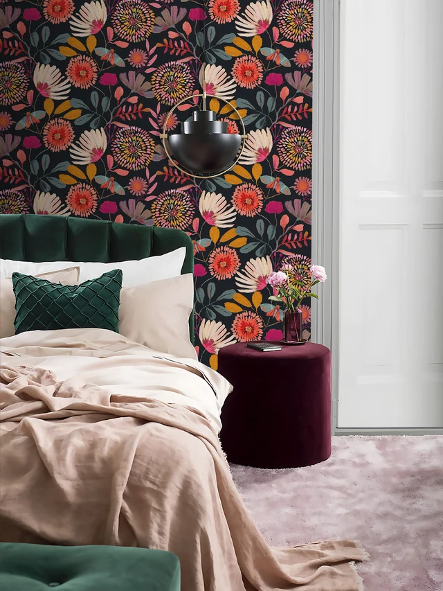 Alt view image 6 of 7 - Peel and Stick Wallpaper Floral Contact Paper for Cabinets/Kitchen/Bathroom Textured Vinyl Stick on Wall paper, Removable, Waterproof, Self-adhesive, Boho, for bedroom/rv/laundry room 17.3" x 236.3"
