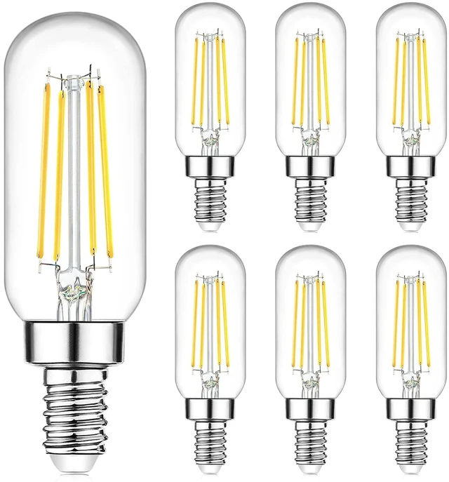 Main image of E12 LED Light Bulbs 40 Watt Equivalent, 4W Candelabra Dimmable Edison Bulbs, 5000K Daylight White T6 LED Bulbs for Chandelier Ceiling Fan Light 400LM, Vintage T25 Tubular Small Filament Bulbs, 6 Packs