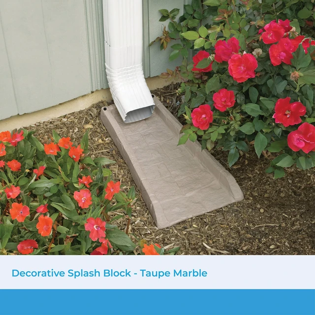 Alt view image 2 of 7 - Easy Assembly Downspout Splash Block, Poly Composite, Light Taupe