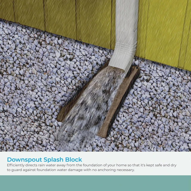 Alt view image 3 of 7 - Easy Assembly Downspout Splash Block, Poly Composite, Light Taupe