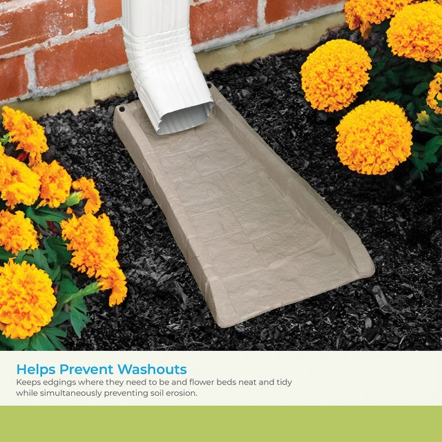 Alt view image 4 of 7 - Easy Assembly Downspout Splash Block, Poly Composite, Light Taupe