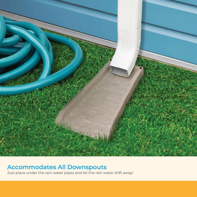 Alt view image 5 of 7 - Easy Assembly Downspout Splash Block, Poly Composite, Light Taupe
