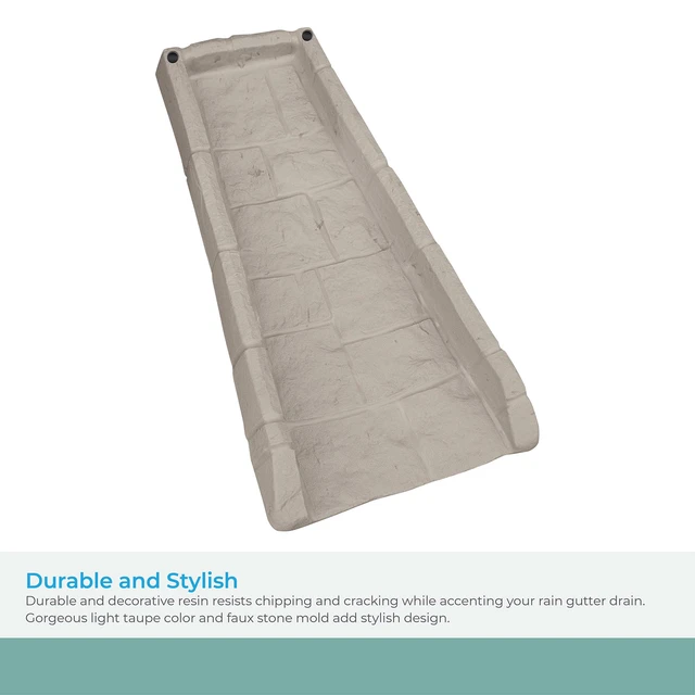 Alt view image 6 of 7 - Easy Assembly Downspout Splash Block, Poly Composite, Light Taupe