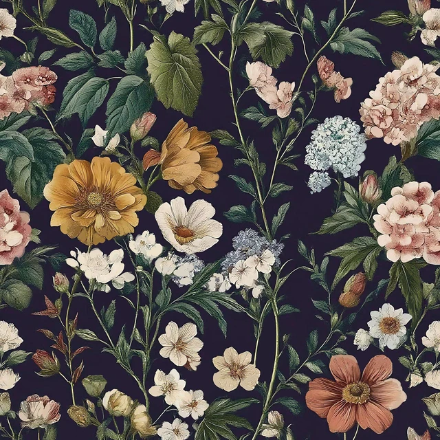 Main image of Floral Peel and Stick Wallpaper Floral Contact Paper 16.9"x393.7" Dark Flower Wallpaper Neutral Boho Self Adhesive Removable Wall Paper for Cabinets Bathroom Waterproof Decorative Vinyl