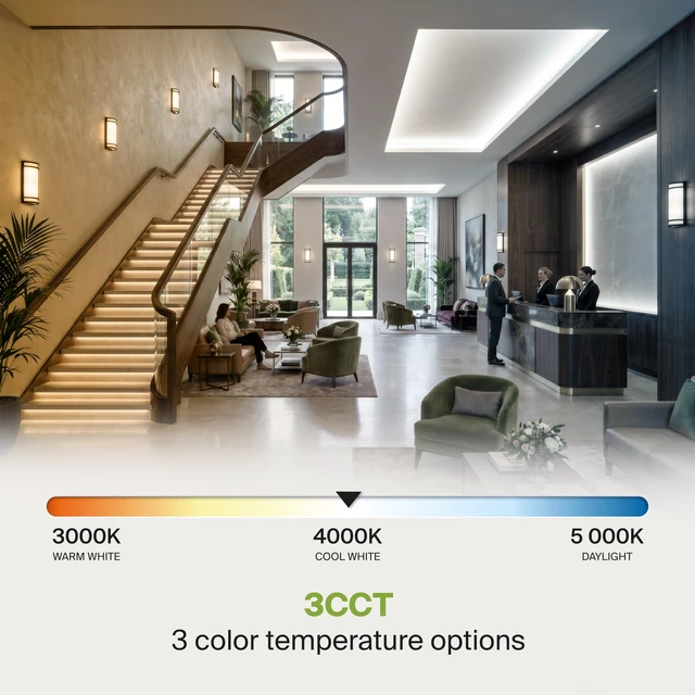 Alt view image 5 of 7 - Indoor LED Wall Sconce Lights, Black 3000/4000/5000K ETL 10 Inch 15W Dimmable LED Wall Sconces Hardwired, Modern Wall Sconce Light Fixture for Bedroom, Bathroom, Hallway Decor
